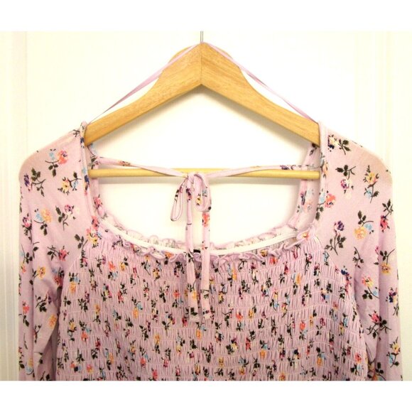 LORD & TAYLOR Design Lab Women's Lavender Floral Long Sleeve Top Large - NWT - Picture 3 of 15